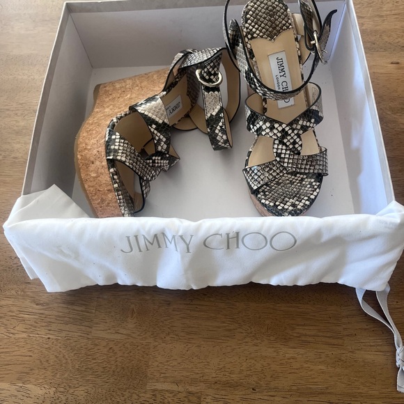 New in box Jimmy Choo Aleili snakeskin wedges - Picture 2 of 4